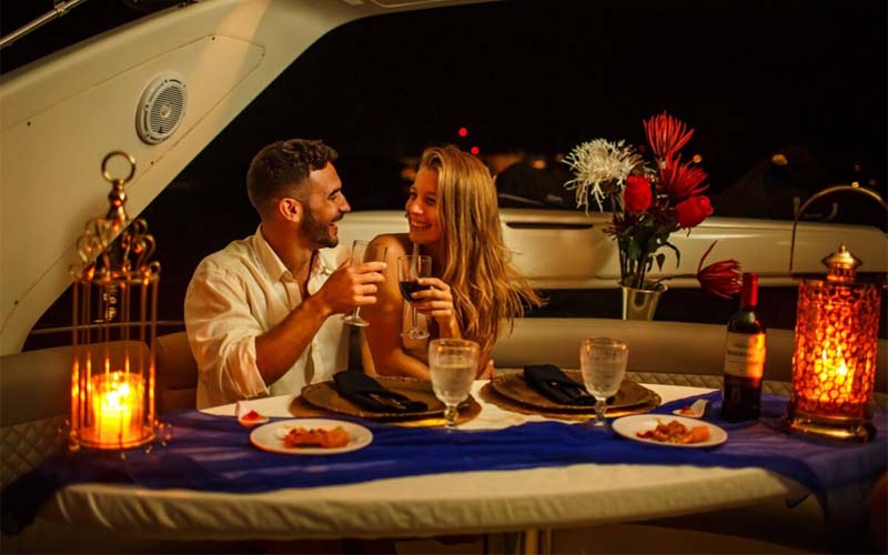 romantic dinner on yacht
