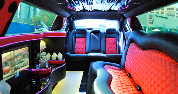 Dodge Charger VIP limo interior red and black