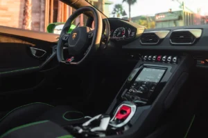 green Lamborghini steering