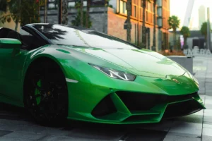 green Lamborghini front look
