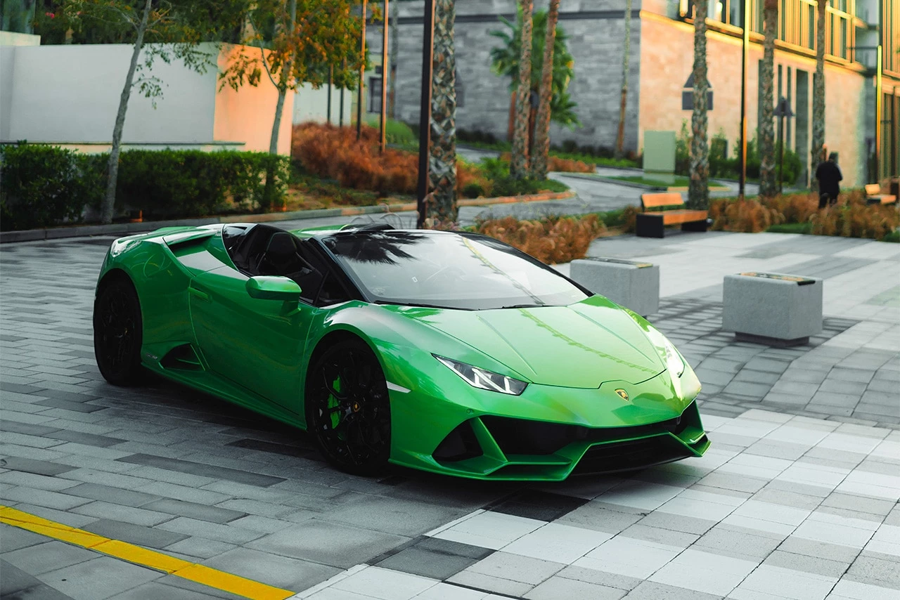 green Lamborghini front look